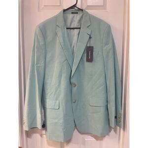 stafford 46r Cotton Blazer Seafoam Green Signature Classic Fit 93324 Mens Coat
